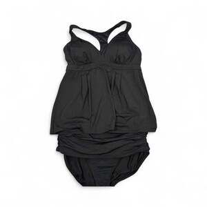 Draper James Lands End Women's Tankini Swim Suit Black Size 16 Racer Back